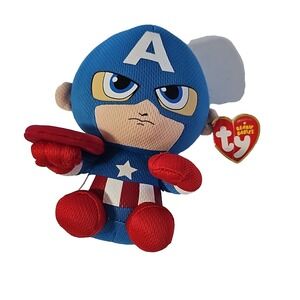 Ty Marvel Captain America Plush Beanie Babies Age 3 and Up 3-4 Years 4-7